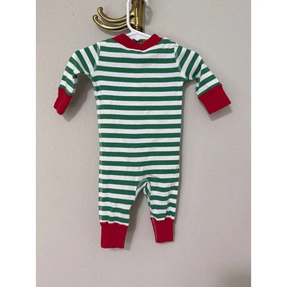 Hanna Andersson Striped Sleeper Jumpsuit Baby 0-6 Months Green Red Christmas